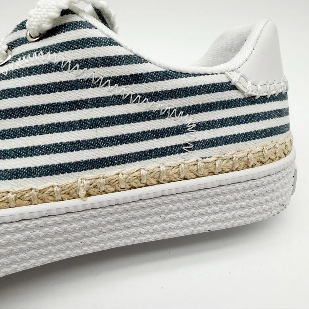 Marc Fisher Spryng Stripe Canvas Lace Up Sneaker Blue White Casual 10 NEW - Picture 13 of 16